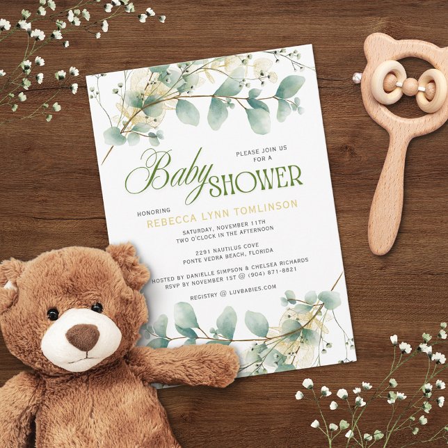 Invitation Elégant Eucalyptus Baby shower neutre genre (Créateur téléchargé)