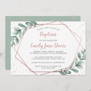 Invitation Élégant Eucalyptus Baptême Ou Baptême
