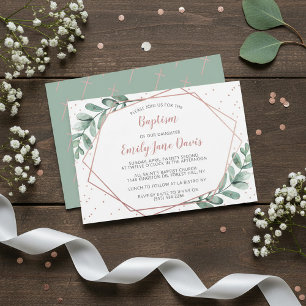Invitation Élégant Eucalyptus Baptême Ou Baptême