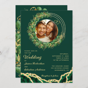 Invitation Elégant Eucalyptus Emerald Green Mariage Photo