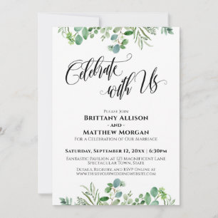 Invitation Elégant Eucalyptus fête avec nous mariage