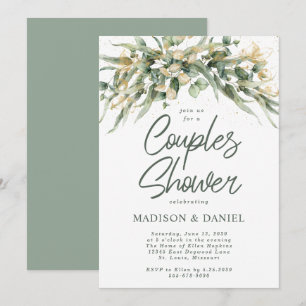 Invitation Elégant Eucalyptus Feuille Couples Douche Invitati