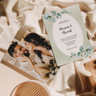 Invitation Elégant Eucalyptus feuille verdure Mariage photo