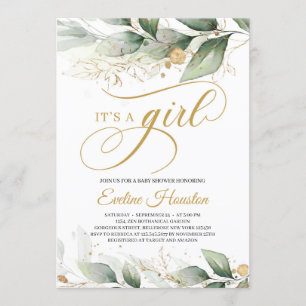 Invitation Elégant eucalyptus feuilles c'est un baby shower f