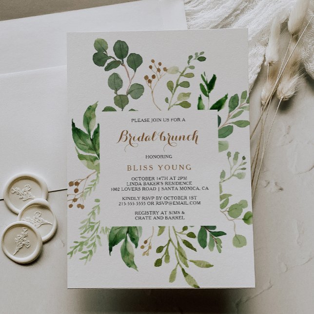 Invitation Elégant Eucalyptus Feuilles de verdure Brunch nupt (Créateur téléchargé)