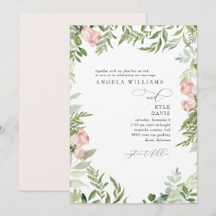 Invitation Élégant Eucalyptus Floral Rose/Blush Aucun parent