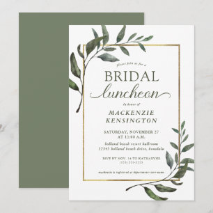 Invitation Élégant Eucalyptus Gold Foil Bridal Luncheon
