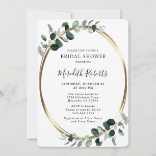 Invitation Elégant Eucalyptus Gold Foil Fête des mariées Invi