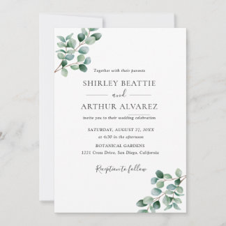 Invitation Elegant Eucalyptus Greenery Wedding