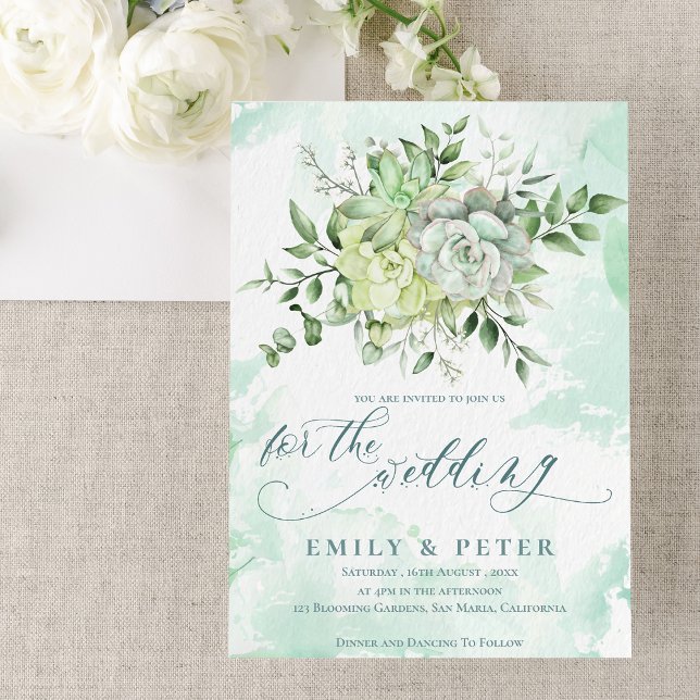 Invitation Elégant Eucalyptus Joli Mariage floral vert (Elegant Eucalyptus Pretty Green Floral Wedding Invitation)