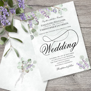 Invitation Elégant Eucalyptus & Lavender Sage Mariage vert
