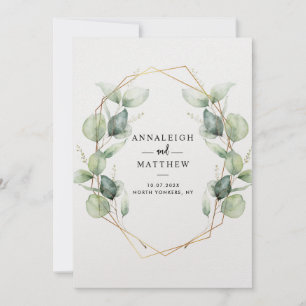 Invitation Elégant Eucalyptus Mariage géométrique