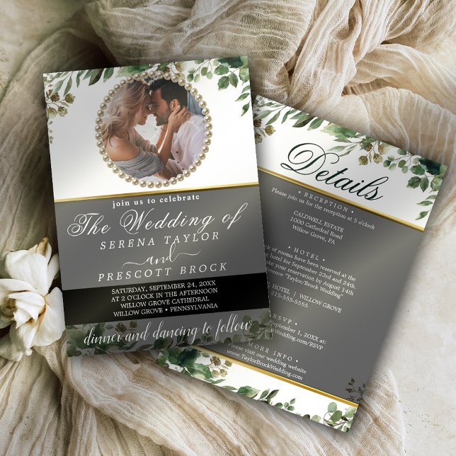 Invitation Elégant Eucalyptus Mariage photo (Créateur téléchargé)