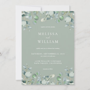 Invitation Elégant Eucalyptus Mariage vert Sage