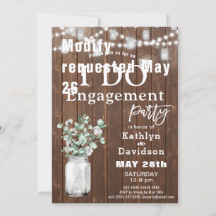 Invitation Elégant Eucalyptus Mason Jar I DO Engagement Party