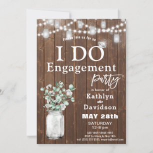 Invitation Elégant Eucalyptus Mason Jar I DO Engagement Party