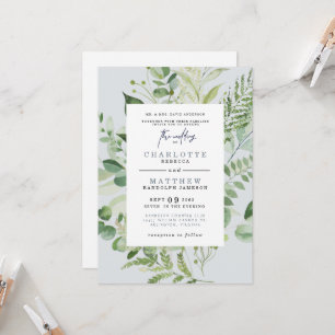 Invitation Elégant Eucalyptus Parents Dusty Blue Mariage Inv