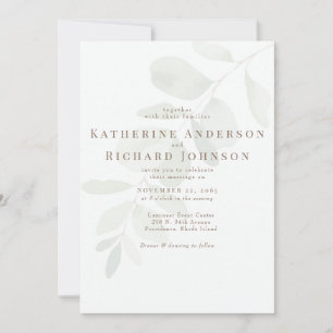 Invitation Elégant Eucalyptus Stem Aucun Mariage Parents