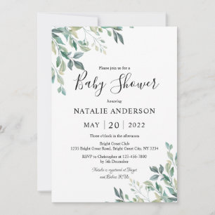 Invitation Elégant Eucalyptus Verdure Baby shower rustique
