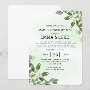 Invitation Elégant Eucalyptus Verdure Baby shower Succulent