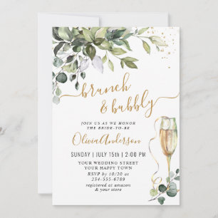 Invitation Elégant Eucalyptus verdure Brunch & Bubbly