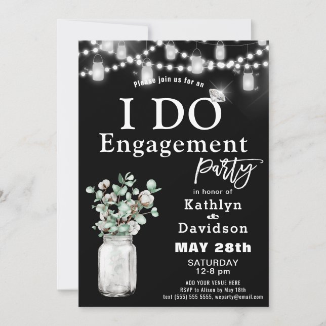 Invitation Elégant Eucalyptus Verdure I Do Engagement Party (Devant)