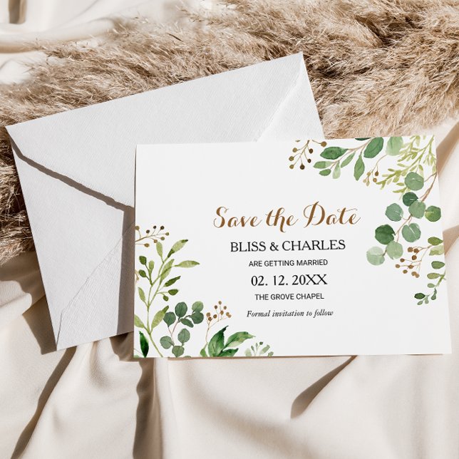 Invitation Elégant Eucalyptus Verdure Mariage Enregistrer la  (Créateur téléchargé)