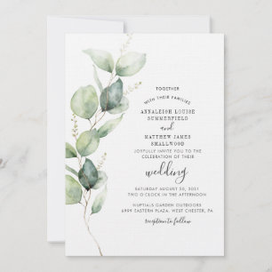 Invitation Elégant Eucalyptus Verdure Mariage moderne
