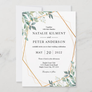 Invitation Elégant Eucalyptus Verdure Or Rustique Mariage