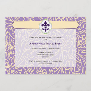 Invitation Élégant événement Fleur de Lis de Mardi Gras