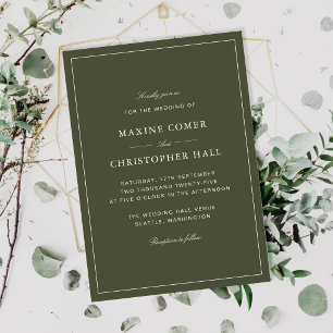 Invitation Élégant Faire Mariage Classique Écriture Verte Pou