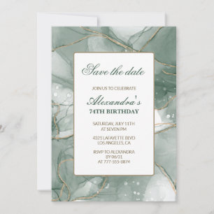 Invitation Élégant Faire suivre la date Verte 74e anniversair