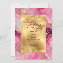 Elégant Faux Gold et Mariage en marbre rose