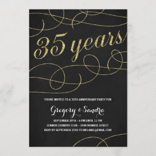 Invitation Élégant Faux Gold Foil 35e anniversaire