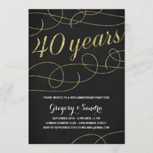 Invitation Élégant   Faux Gold Foil 40e anniversaire