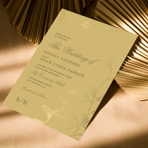 Invitation Elégant faux or vintage antique mariage