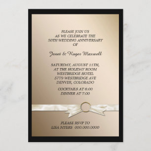 Invitation Élégant Faux Ribbon Golden Mariage Anniversaire