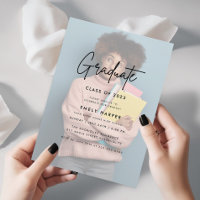 Elégant Faux Vellum Overlay Photo Graduation Party