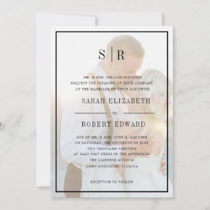 Invitation Élégant Faux Vellum Overlay Photo Rehearer Dîner
