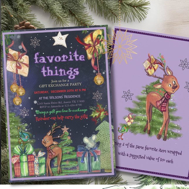 Invitation Elegant Favorite Things Gift Exchange I Night Sky  (Elegant Favorite Things Gift Exchange I Night Sky Invitation)