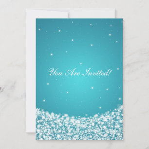Invitation Élégant Fête de l'mariée Star Sparkle Blue