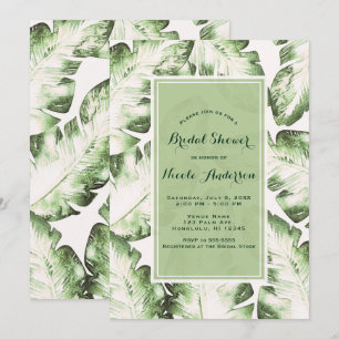 Invitation Élégant Fête de Mariage aux Feuilles Tropicales Ve