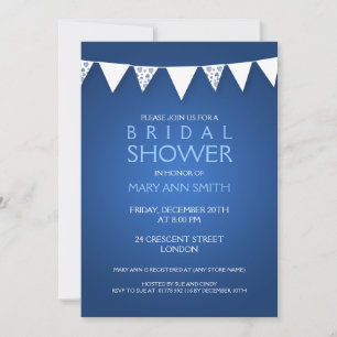 Invitation Élégant Fête des mariées Love Bunting Blue
