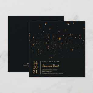 Invitation Élégant Feu Sky Lanterne Enregistrer La Date