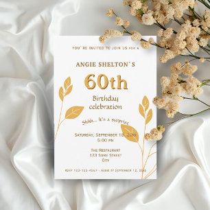 Invitation Élégant Feuillage Doré Botanique 60e Anniversaire