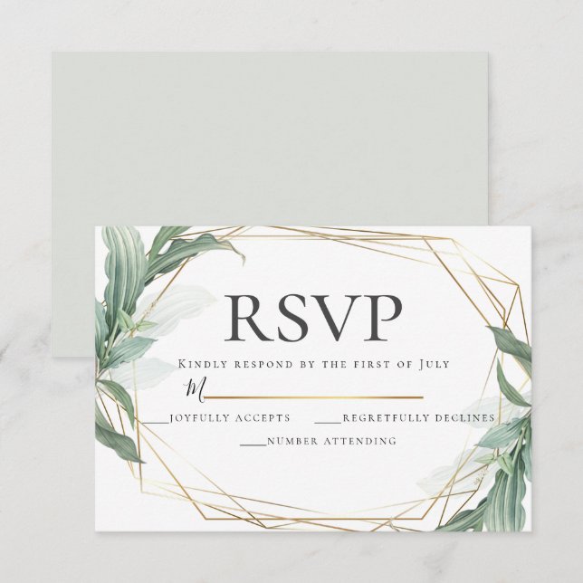Invitation Elégant Feuilles tropicaux moderne mariage RSVP (Devant / Derrière)