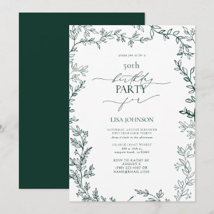 Invitation Élégant feutre moderne Emerald Green 50e anniversa