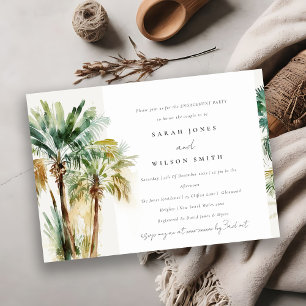 Invitation Elégant Fiançailles d'aquarelle tropicale palmiers