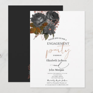 Invitation Élégant Fiançailles Rose noir