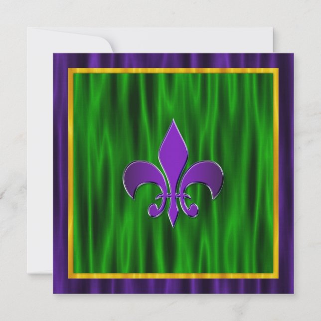Invitation Élégant Fleur De Lis Mardi Gras Mariage (Devant)